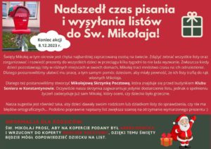 Read more about the article Skrzynka na listy do Świętego Mikołaja jest już gotowa. Zamontowana została przy budynku Klubu Seniora w Konstantynowie.