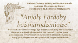 Read more about the article 16. Konkurs plastyczny “Anioły i ozdoby bożonarodzeniowe”.
