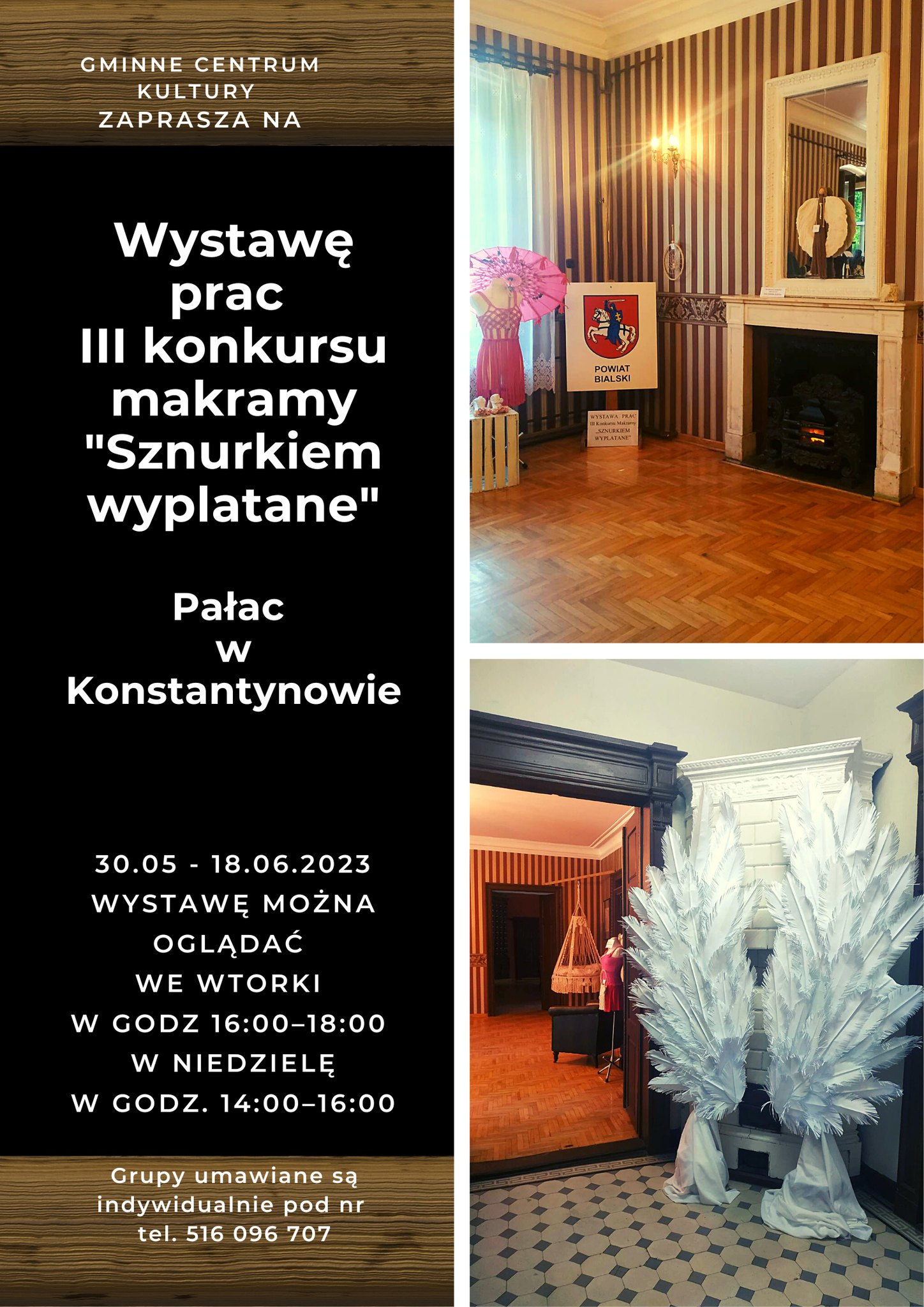 You are currently viewing Zapraszamy na wystawę prac III konkursu makramy “Sznurkiem wyplatane”                                                    Pałac w Konstantynowie  30.05 – 18.06.2023r.