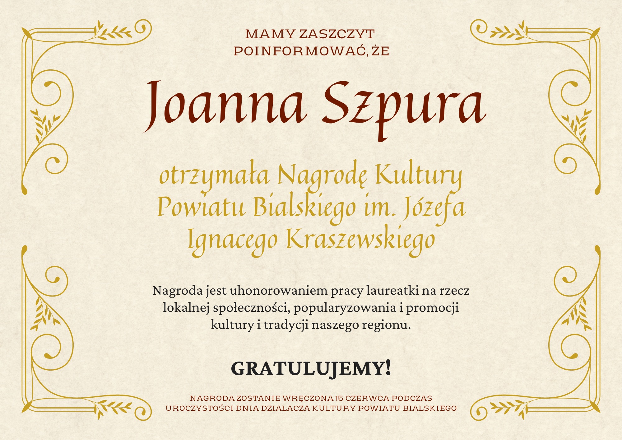 You are currently viewing GRATULUJEMY Joanna Szpura!