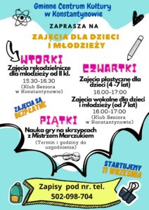Read more about the article Ruszamy we wrześniu z zajęciami dla dzieci i młodzieży.  Zapraszamy do zapisów !!!